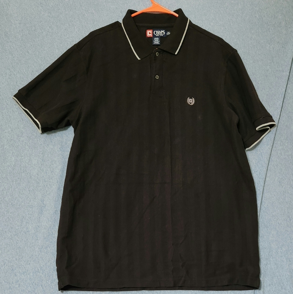 Chaps black ribbed polo shirt. Size XL